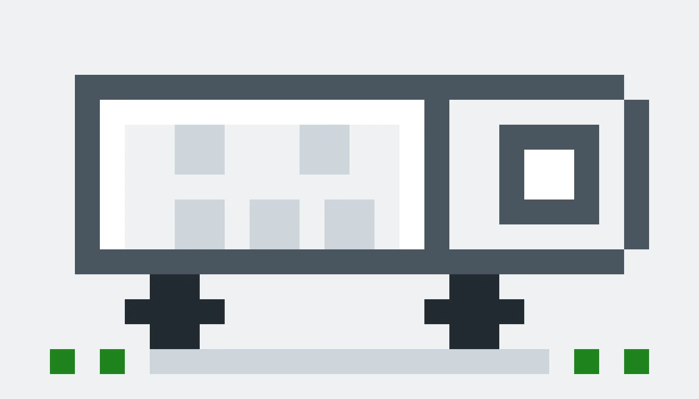 Pixel drawing of a box truck loaded with crates