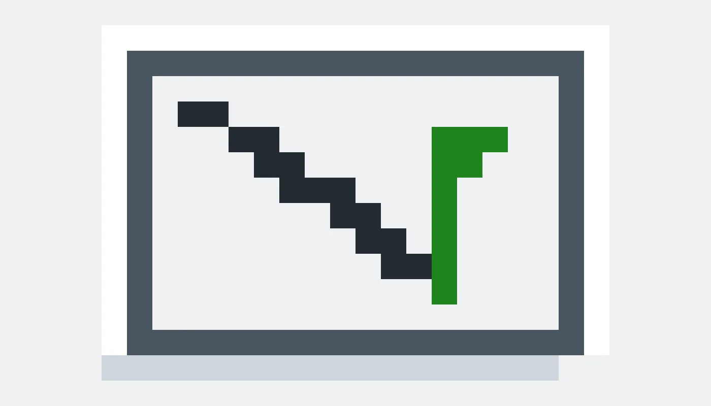 Pixel drawing of a map with a dotted route leading to a flag