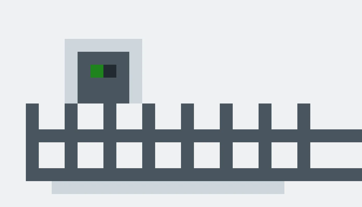 Pixel drawing of a small machine safe behind a fence