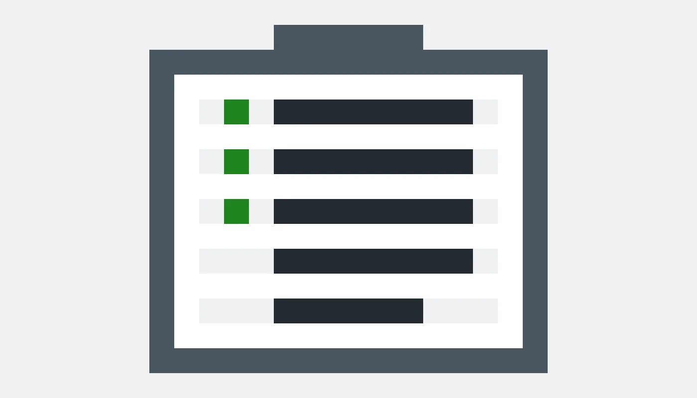 Pixel drawing of a clipboard with a tally running down the page