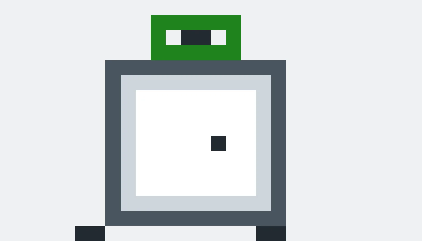 Pixel drawing of a door beneath a green exit lamp