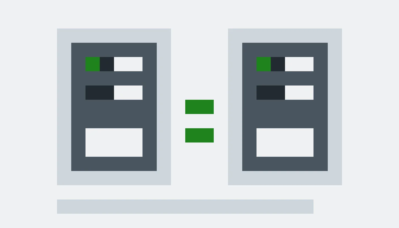 Pixel drawing of two identical machines running side by side
