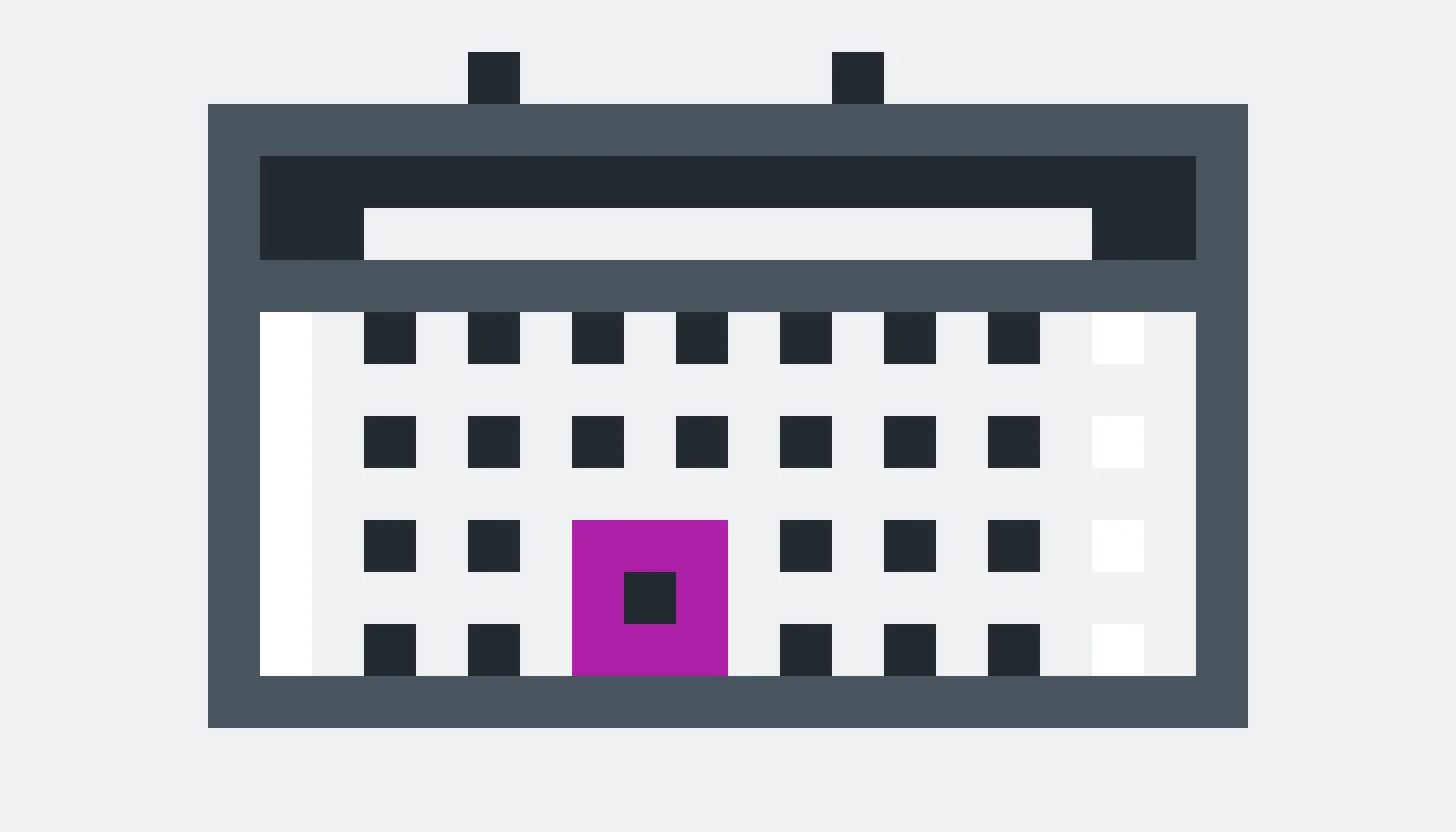 Pixel drawing of a wall calendar with one date circled