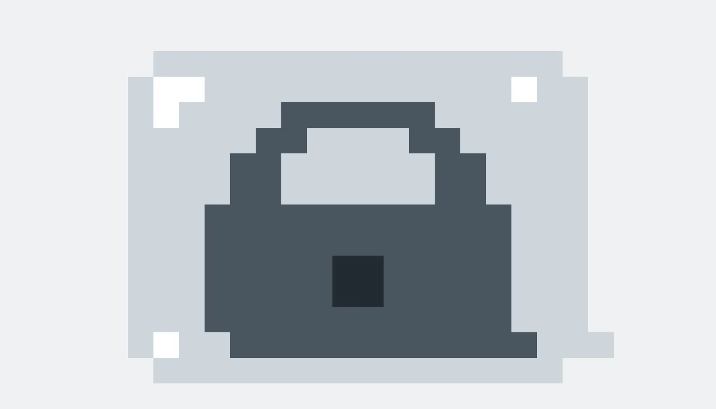 Pixel drawing of a padlock frozen inside an ice block