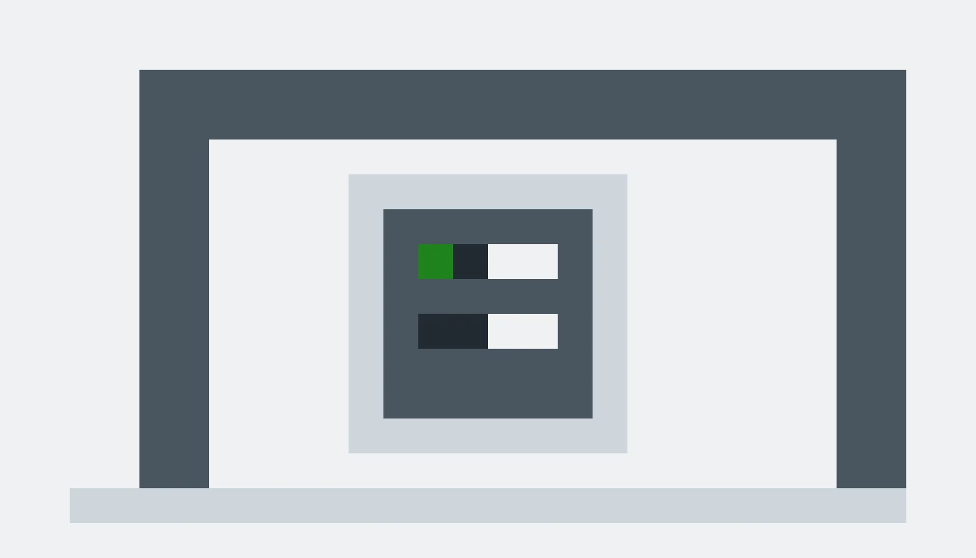 Pixel drawing of a desk with a small server tower underneath it